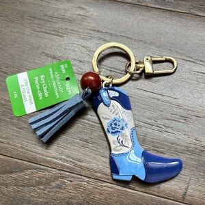 Ashland Western Boot,enameled metal keyring,bag charm,bead & tassel